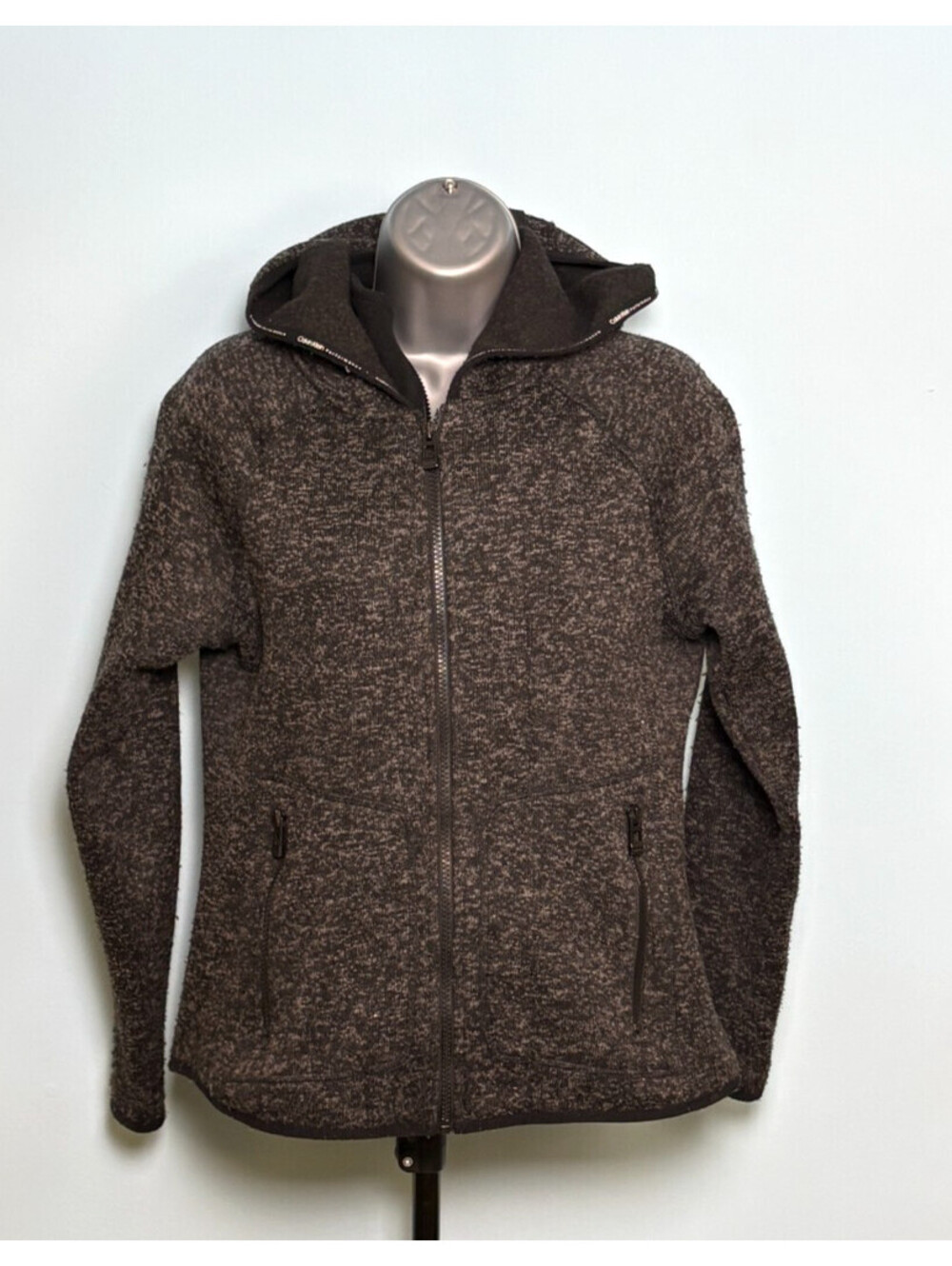 Calvin Klein Performance Sweater Fleece Hoodie Jacket Womens Small Gray Zip Coat